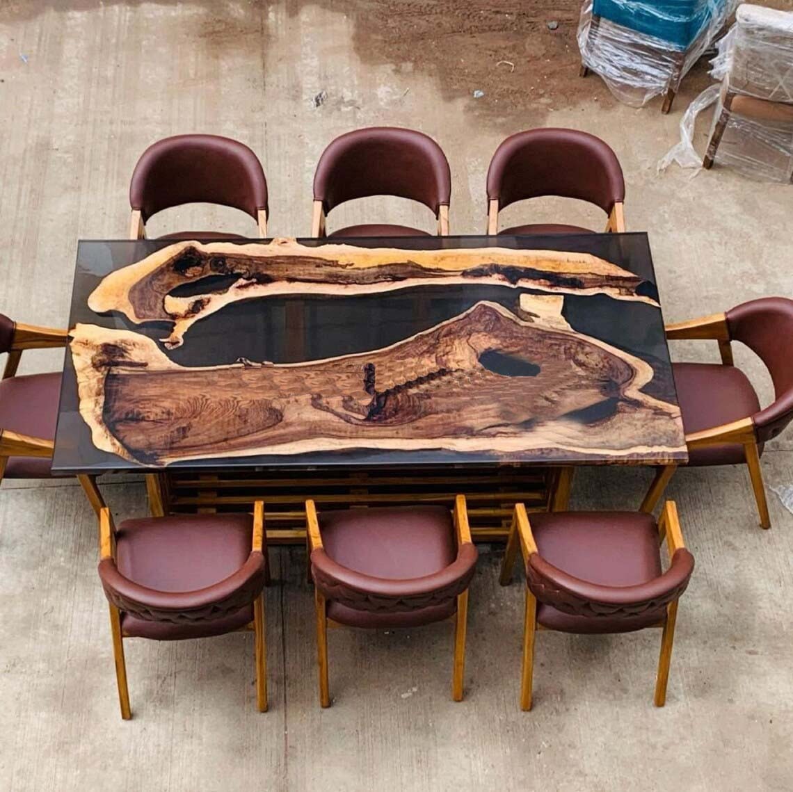 Custom Made Black Epoxy Resin Dining Table Epoxy Wooden Etsy