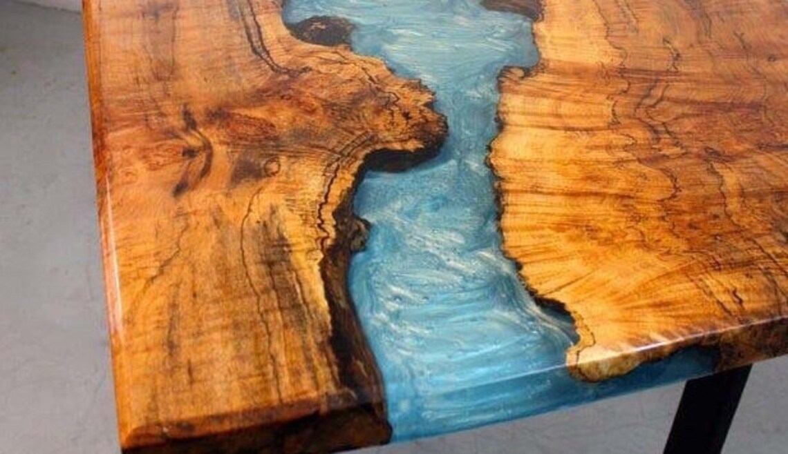 Gray Epoxy Resin Top Center Dining Table Tops Kitchen Slab Etsy