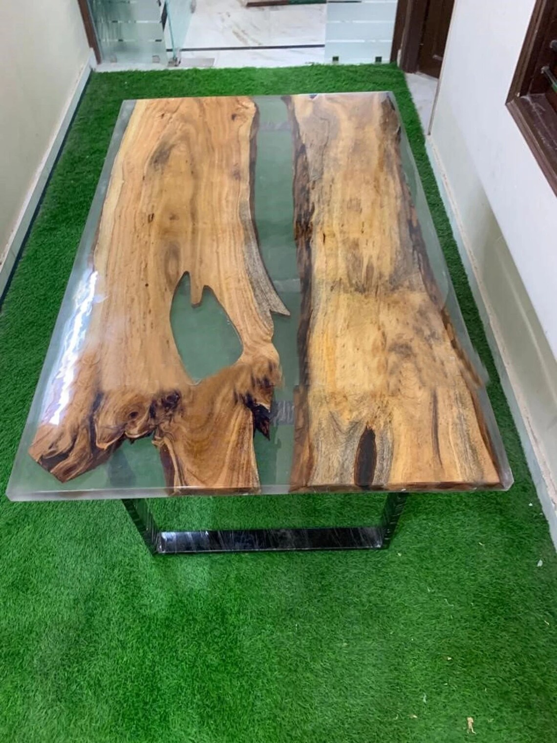 Clear Epoxy Resin Top Dining Table Handmade Furniture Etsy