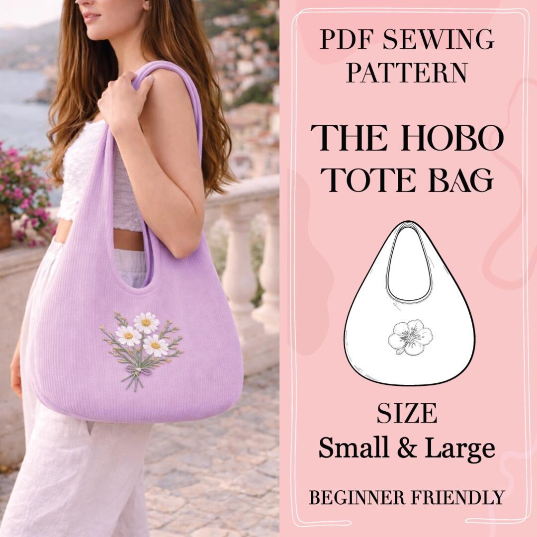 Hobo Tote Bag Sewing Pattern | Beginner Slouchy Shoulder Bag (PDF ...