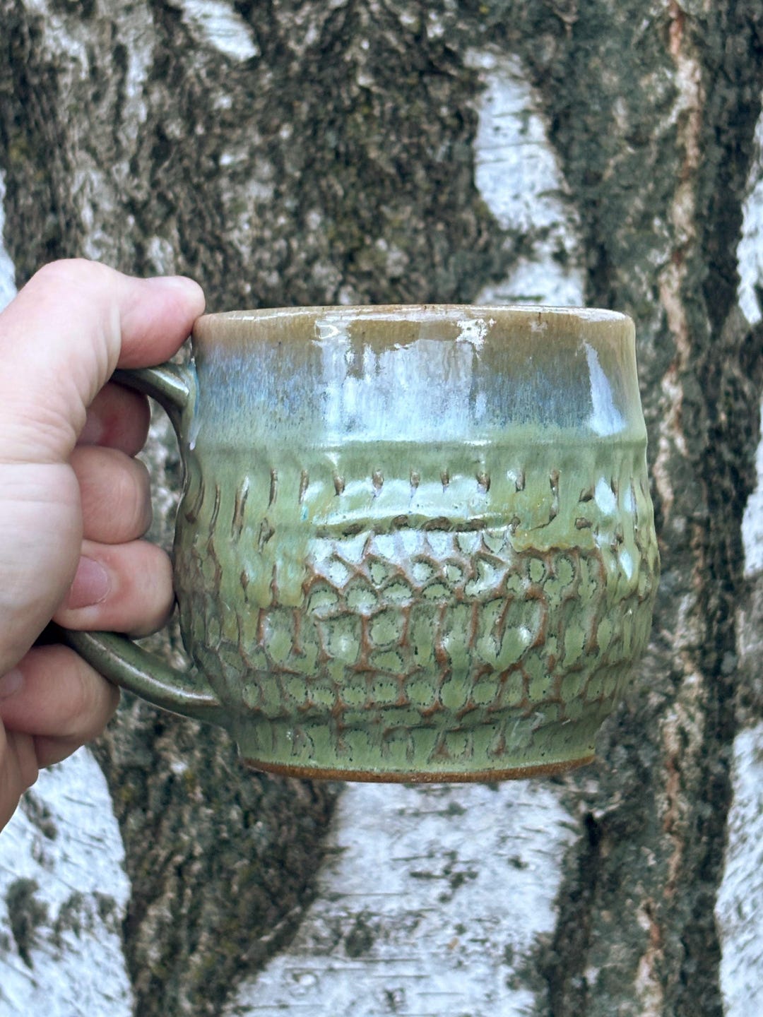 Handmade Blue Green Stoneware Mug Rustic Pottery Coffee Cup Wheel ...