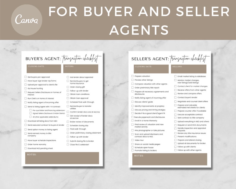 sellers-buyers-agent-transaction-checklist-real-estate-etsy