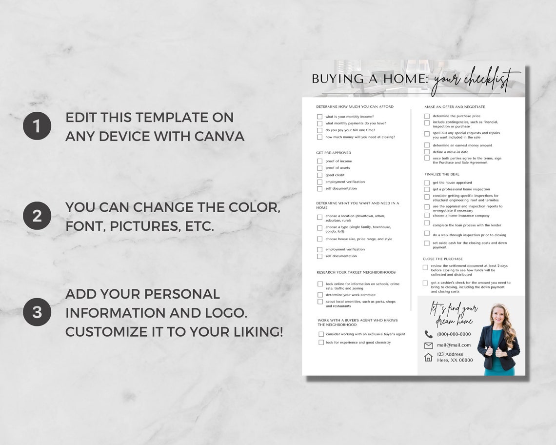 Photo inspiration: Fresh Look at Home Buying Process Checklist Real Estate Template Canva Realtor Buyers