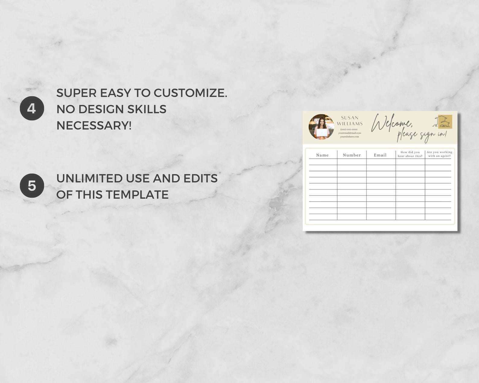 Open House Sign in Sheet Editable Canva Template &amp; Pdfs, Real Estate ...