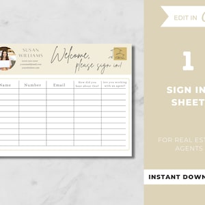 Open House Sign In Sheet Editable Canva Template & PDFs, Real Estate Marketing, Realtor Open House Flyers and Forms, Instant Download