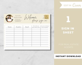 Open House Sign In Sheet Editable Canva Template & PDFs, Real Estate Marketing, Realtor Open House Flyers and Forms, Instant Download