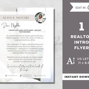 Real Estate Agent Intro Letter, Realtor Introduction, Real Estate Agent Letter, Real Estate Marketing Template, Dear Neighbor Realtor
