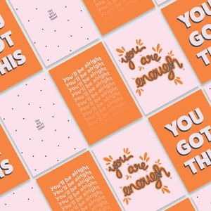 Positive Postcards A6 Prints,Pack of 4 Positive Prints,Self Love Quotation Prints,Motivational Quotes Postcards,Positive Wall Art, Girl Boss