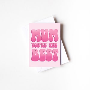 A6 Mamma Sei il miglior biglietto di auguri, Biglietto di compleanno tipografico rosa per la mamma, Biglietto illustrativo, Simpatico biglietto per la festa della mamma, Miglior biglietto della mamma