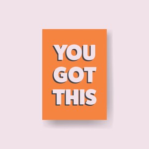 Positive Mini Print, Motivation Zitat, Self Care Positive Postkarte, A6 Mini Positive Affirmationen Wanddruck, Rosa und Orange Kunstdruck