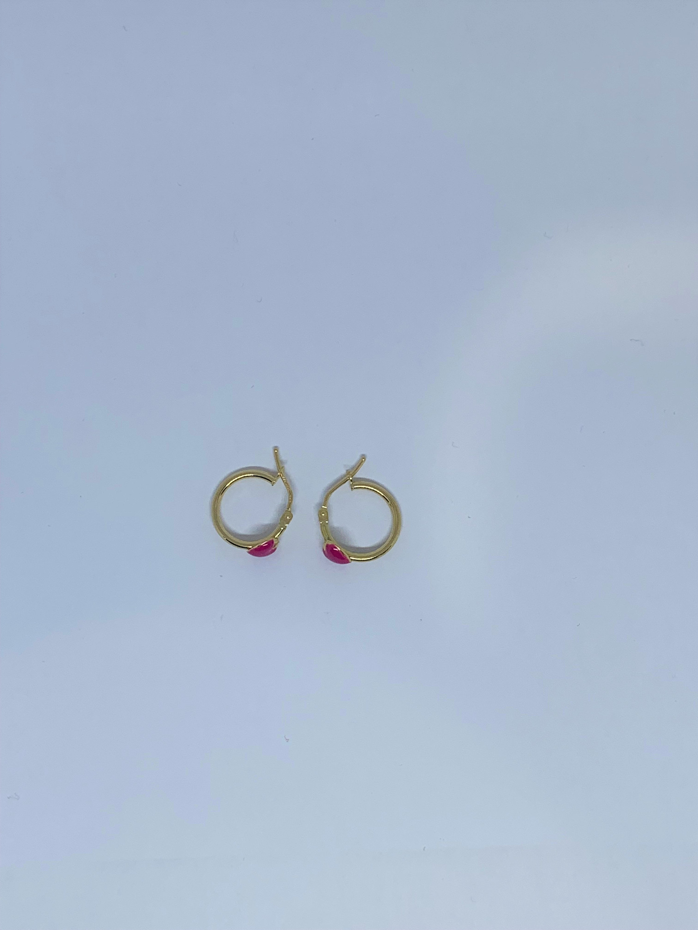 Vintage Heart Earrings in Gold, Little Girls Earrings, Pink Earrings