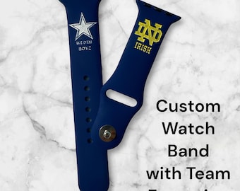 Custom Favorite Sport Team Personalized Watch Band 38 40 41 42 44 45 46 49 mm Ultra | Football Basketball Baseball Hockey Soccer College