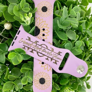 Sunflower Print Watch Band Flower Print custom laser engraved watch band Mommy, Mama, Mom, Nana, gift watch band 38 40 41 42 45 mm