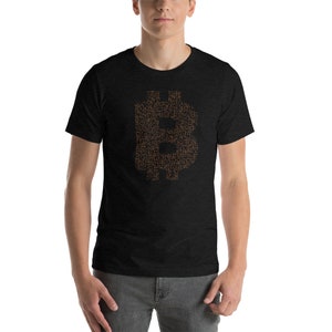 Bitcoin Symbol Stylish Binary Code Orange Color Design - Short-Sleeve Unisex Premium T-Shirt