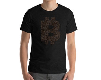 Bitcoin Symbol Stylish Binary Code Orange Color Design - Short-Sleeve Unisex Premium T-Shirt