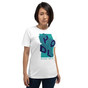 HODL Bitcoin 3D Blue Typography Design - Short-Sleeve Unisex Premium T-Shirt