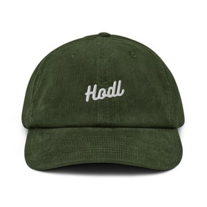 Design bordado com texto Hodl Bitcoin Script - Chapéu de veludo cotelê