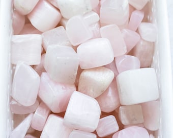 Pink Mangano Calcite Cubes, UV Reactive | Tumbled Gemstones | Crystal Tumbles | Heart Chakra Healing