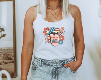4th of July Shirt - Retro Party in the USA Tank Top - Independence Day, Patriotic Shirt, Red White & Blue, America Tee, July 4th, USA Tank