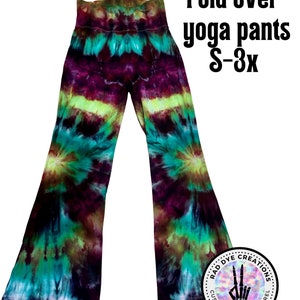 Women’s S-3xL Purple Green Tie Dye Flare Yoga Pants, Plus Size Tie Dye, Tie Dye Pants, Tye Dye, Festival Clothes, Tye Dye Pants, Hippie