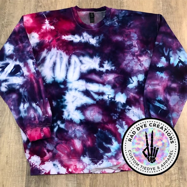 S-5xL Ice Dyed Tie Dye Sweatshirt, Purple  Blue Pink Tie Dye, Tie Dye Sweatshirt, Ice Dyed Tie Dye, Plus Size Tie Dye, Tie Dye Gift