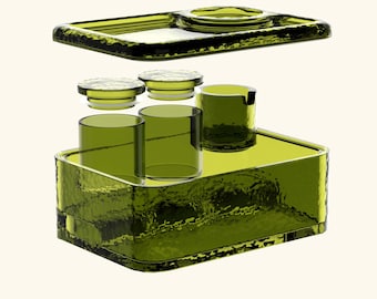 Cubbi Glass Stash Box with Rolling Tray Set, Smell Proof Cigarette Case, Stash Jar with Ashtray, Gift for Smokers, Glass Stoner Gifts