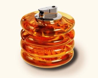Cubbi Glass Stack - Ultimate Smoke Kit - Refillable Butane Table Lighter, Herb Grinder with Ashtray - Stoner Gift Set Ideas