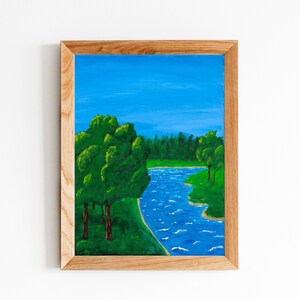 Digital Acrylic Summer Landscape Painting, Downloadable Art Print, Printable File, Wall Decor, Nature, Water, Trees, Download, DIY