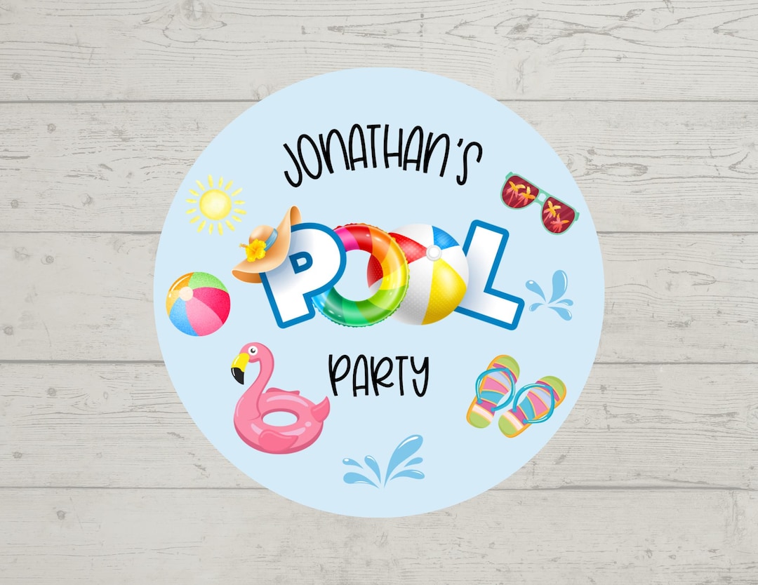 Pool Party Birthday Stickers - Etsy