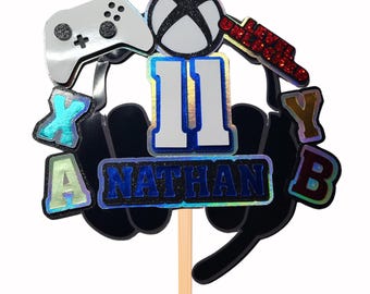 Happy 12th Birthday Cake Topper - Level 12 Unlocked Video Game Theme, Glitter Cardstock, Pre-Assembled For Party Decor - View #6