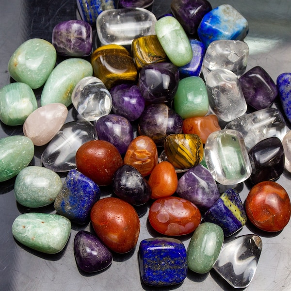 Assorted lot natural mixed tumbles, Mixed gemstones upto 5 lbs,  reiki crystals, gemstones for jewelry making, pocket stones
