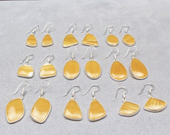 Yellow Onyx Earrings, Healing Crystal Jewelry, natural gemstone earring, Silver Plated Earring, Handmade Earrings, Anxiety Study