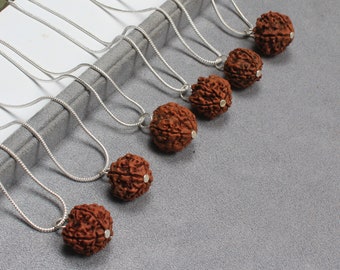 Genuine Rudraksha Om Rosary Bead Yoga Hindu PRAYER MEDITATION Reiki genuine 5 Mukhi Faces Beads Chain Necklace Jewelry