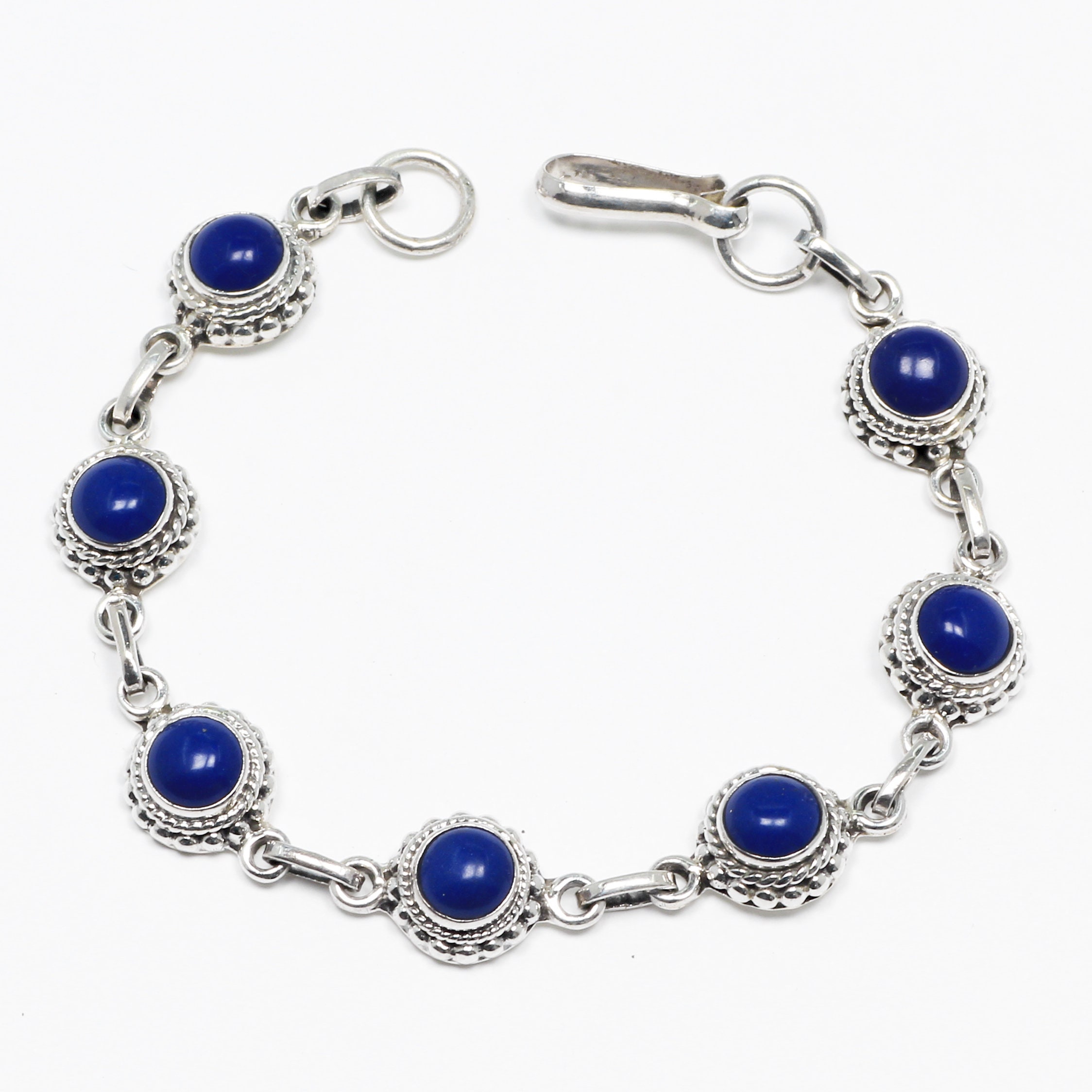 Silver Bracelet For Women, Lapis Lazuli Crystal Solid 925 Sterling Silver Handmade Bracelet Jewelry