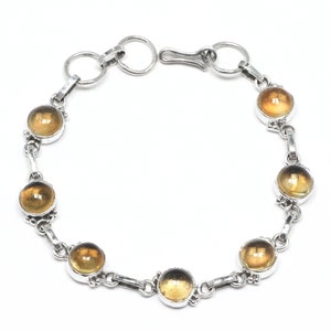 Citrin Massiv 925 Sterling Silber Handmade Armband für Frauen