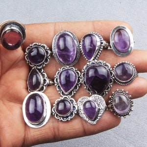 Amethyst Crystal Ring, Silver Overlay Handmade Ring, Bohemian Gemstone Ring&#39;s, Rings For Women, Crystal Rings, Chunky Rings, Rings For Gift