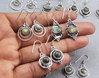 Labradorite Crystal Earring, Silver Overlay Earring, Handmade Earring, Vintage Earring, Hippie Earring, Statement Crystal Earring jewelry