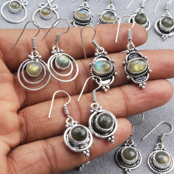 Labradorite Crystal Earring, Silver Overlay Earring, Handmade Earring, Vintage Earring, Hippie Earring, Statement Crystal Earring jewelry