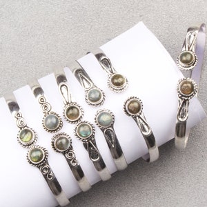 Labradorite Bracelet, Silver Cuff Bangle, Adjustable Cuff Bangle, Handmade Cuff Bracelet, Unisex