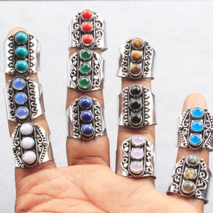 Adjustable Ring, Assorted Crystal Ring, Silver Overlay Handmade Rings, Hippie Ring, Women Gemstone Rings, Statement Gemstone Ring Jewelry