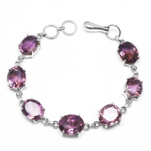 Amethyst Silver Bracelet For Women and Men - Handmade, Chic and Boho