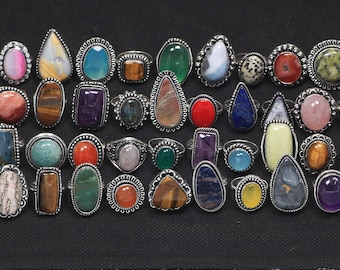 Kristall Multi Color Rings Schmuck, verschiedene Edelstein handgefertigte Ringe für Frauen, Großhandel Lot für Massenverkauf
