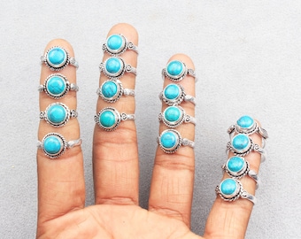 Turquoise Crystal Ring, Silver Overlay Handmade Rings, Hippie Ring, Women Gemstone Rings, Boho Rings, Statement Gemstone Ring Jewelry