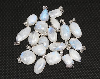 Wholesale Pendant Natural Rainbow Moonstone Crystal Pendant Necklace Jewelry, Silver Overlay Bezel Pendant, Moonstone Pendant For Women