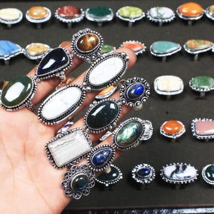 Chunky Rings for Women, Silver plated Vintage Rings, Crystal Rings Assorted Statement designs