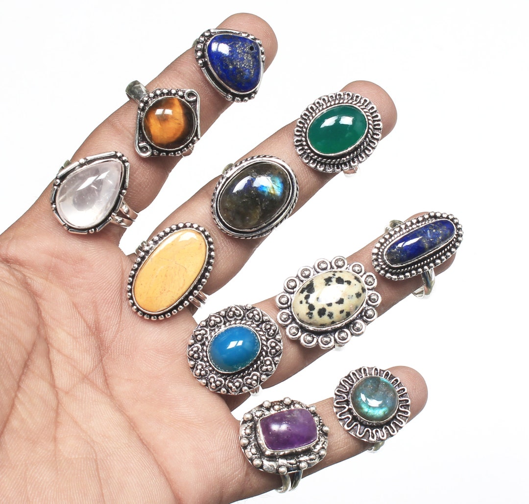 Rolour Rings Multi Color Mix Rings, Assorted Crystal Handmade Rings Jewelry ...