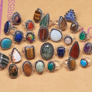 Gemstone Rings Jewelry, Handmade Ring For Women, Chunky Rings, Silver Plated Rings, Gift For Women
