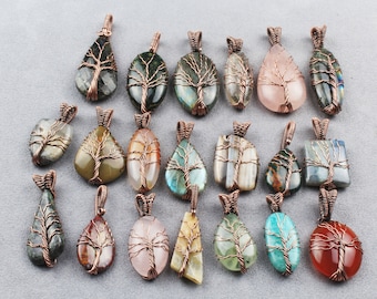 Designer Tree Pendants, Copper Wire Wrapped Labradorite Pendants Necklace, Handmade Copper Wire Wrapping Pendants Necklace Jewelry