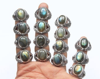 Labradorite Silver Overlay Ring, Boho Statement Ring, Bohemian Crystal Ring, Boho Gemstone Ring, Labradorite Crystal Ring, Rings for Gift