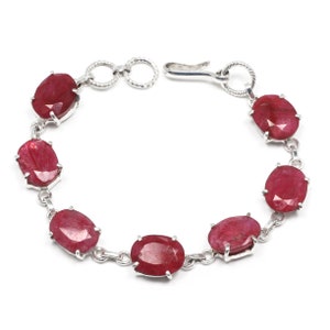 Ruby Sterling Silver Bracelet For Women - Handmade and Chic